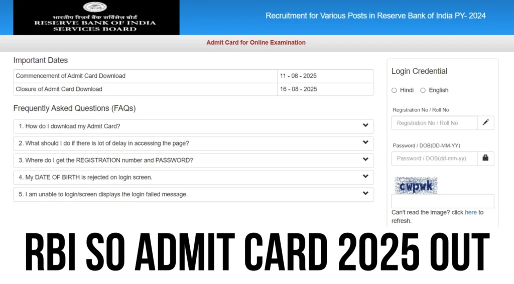 RBI Grade A and B Admit Card 2025 Out